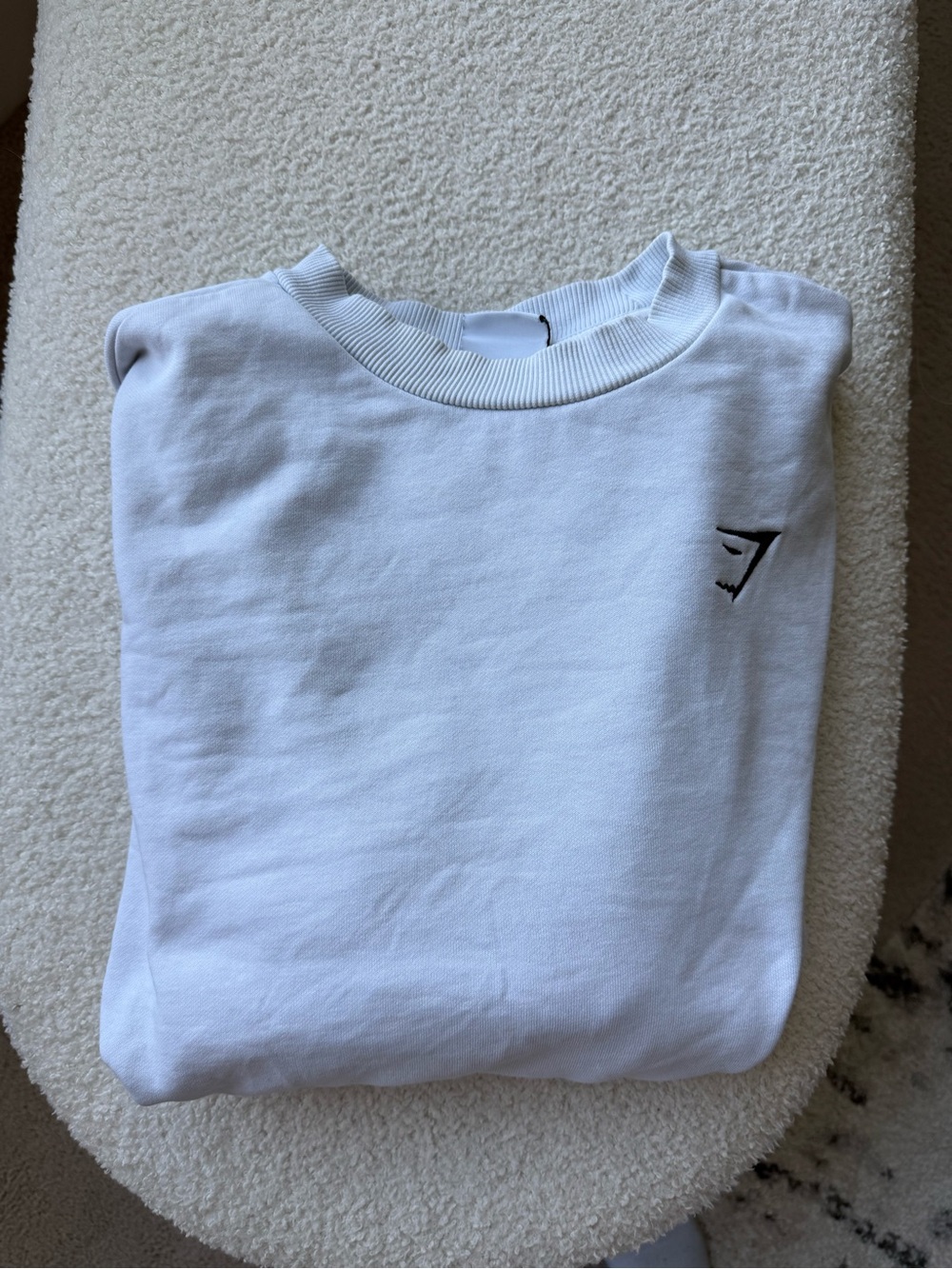 Gymshark White Crewneck Sweatshirt with Small Black Logo